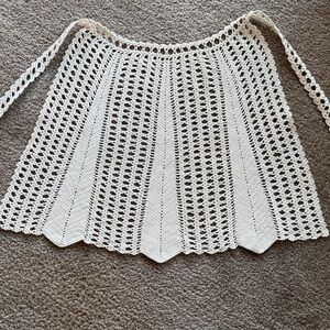 Vintage Crocheted Half Apron White Cotton